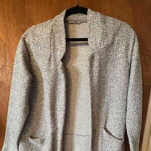 Zara Collection Gray Textured Knit Open Front Jacket Cardigan • Small